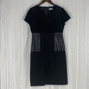 Calvin Klein Faux Leather Sheath Dress-Size 10